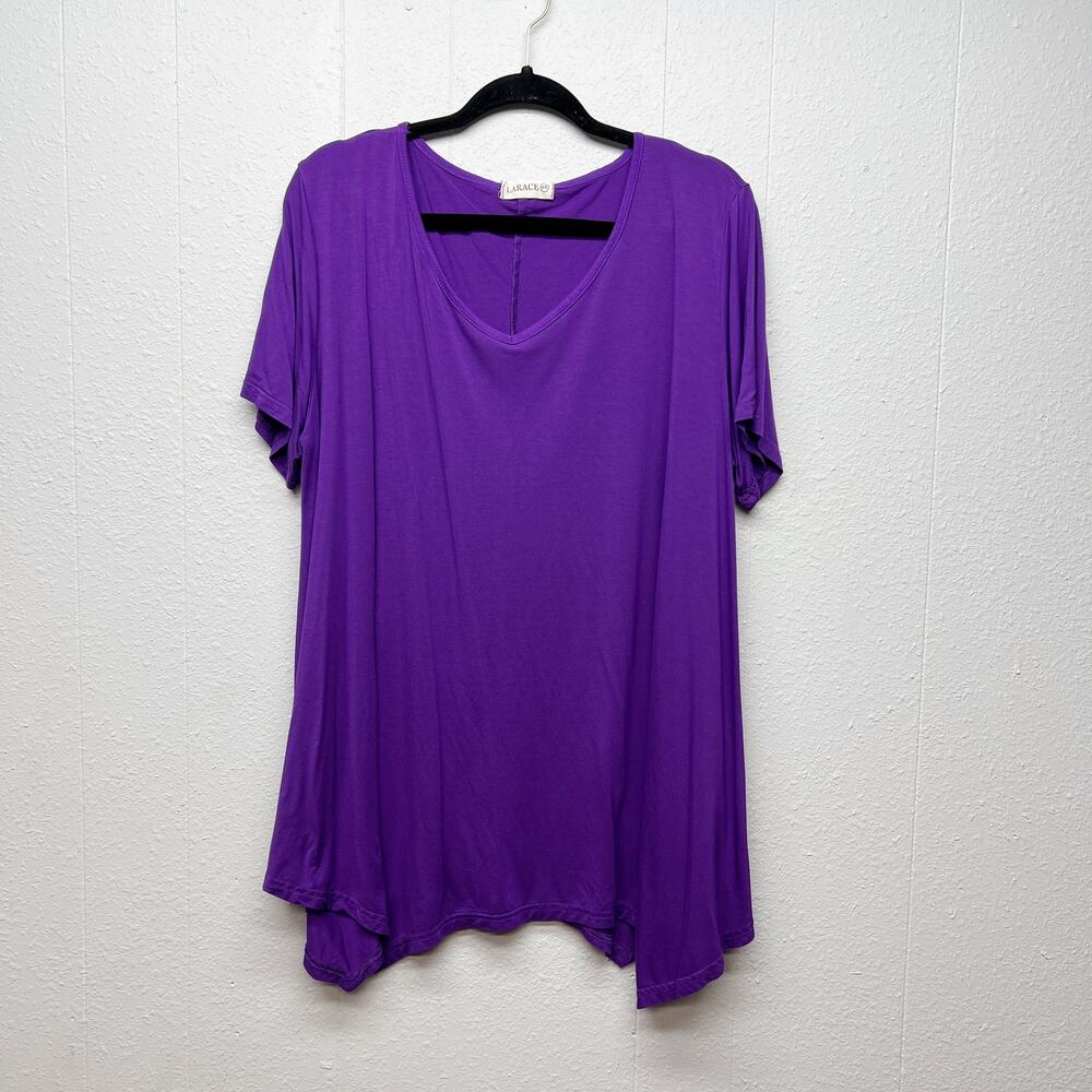 Larace Womens Top 4X Asymmetrical Hem Stretch Soft Relaxed Comfort Casual